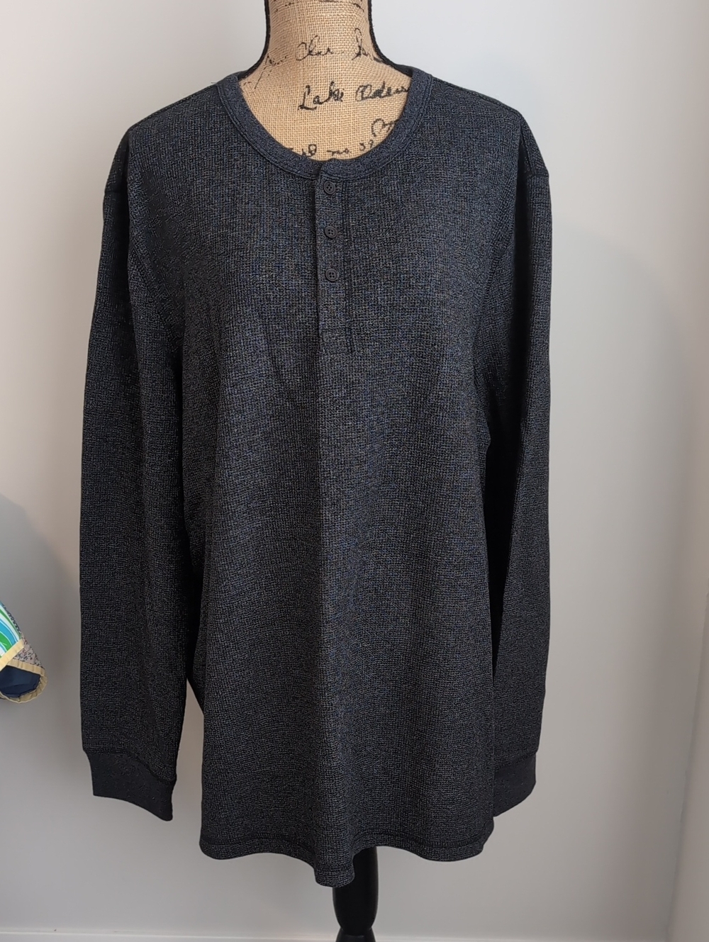 George Men's 2x (50-52) Long-Sleeve Henley - Charcoal